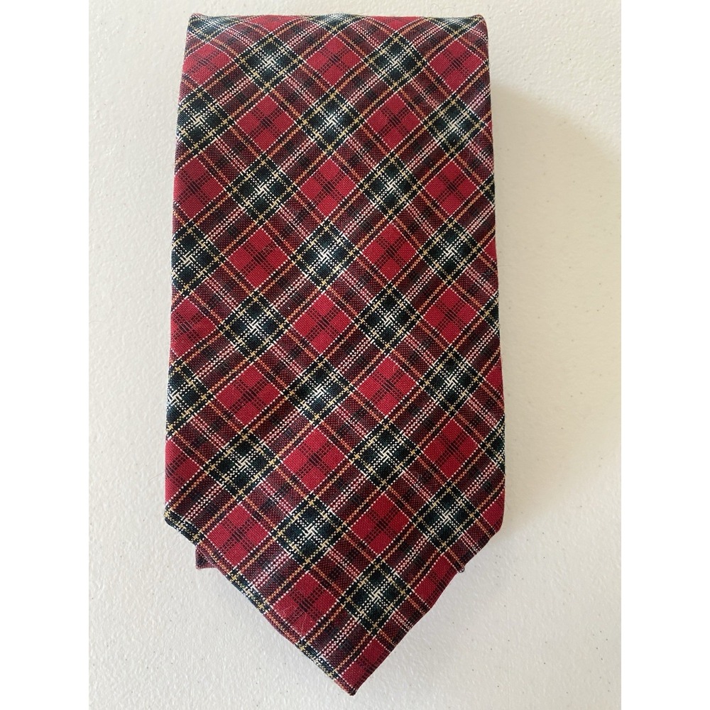Vintage Pendleton 100% Virgin Wool Red Plaid Men's Neck Tie 57" Made In USA